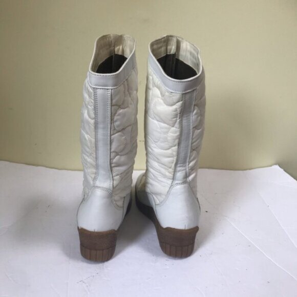 Aquatalia NEW Leather Nylon Front Zip Wedge Waterproof Winter Quilted Boots Snow - Picture 7 of 16